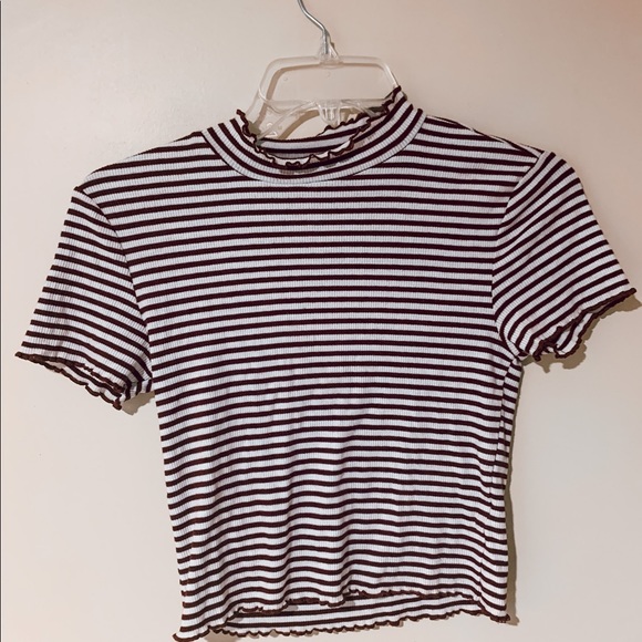 Burgundy striped crop top - Picture 1 of 1